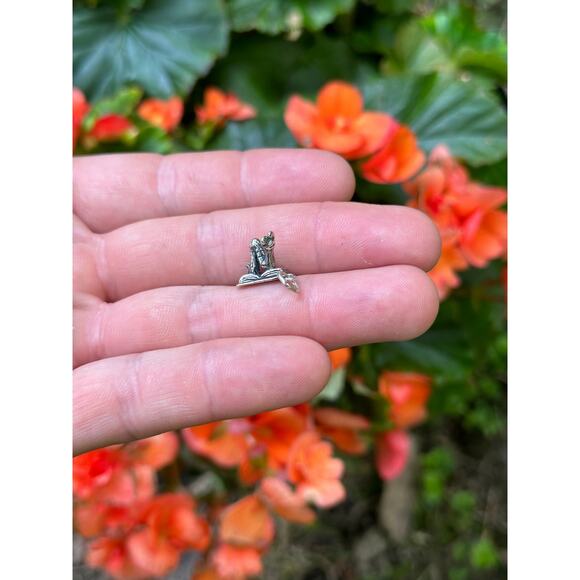 Sterling Silver 3D Oxidized Book Worm Charm, Silver 3D Oxidized Book Worm Charm - Picture 1 of 5